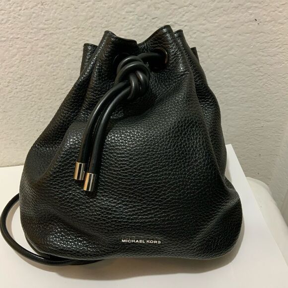 Michael Kors Handbag Purse Dalia Drawstring Pebbled Leather Black main image 7